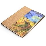 Gumindaris Sketch Book,Special Weaving Material Cover Sketch pad Spiral Bound Acid Free 8.5"X11"-50 Sheets (Wheatfield with Crows)