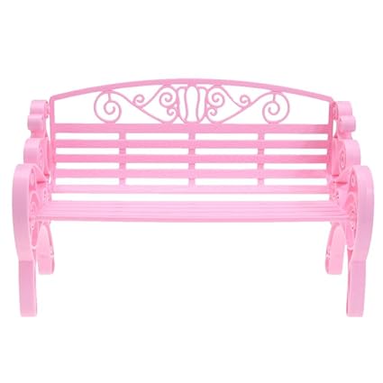 Childplaymate Garden Park Bench Chair Miniature Dollhouse Furniture Accessories(Pink)