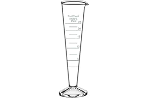FunChem Conical Graduated Cylinder 25ml, Borosilicate Glass with Clear Scale & Wide Mouth for Accurate Laboratory Measuring a