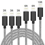 iPhone Charger, MFi Certified Cable 6Pack 3FT 3FT 3FT 6FT 6FT 10FT Extra Long Nylon Braided USB Fast Charging& Syncing Cord Compatible with iPhone/XS/XR/X/8/8Plus/7/7Plus/6S/6Plus/Pad More