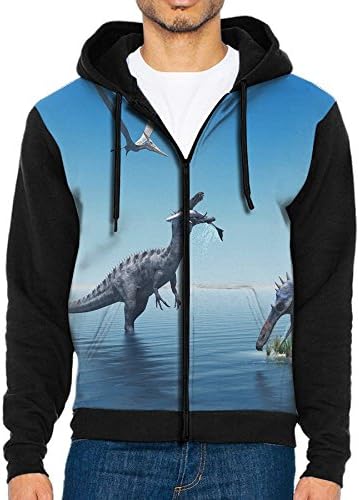 Reptiles Dinosaurs Men Classic Hoodies Zipper Pockets Jacket Sweatshirt