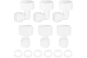uxcell 3Pcs Elbow&Straight 1/4 Inch NPT Female to 1/4 Inch Quick Tube Connector Push to Connect Tube Fittings Hose Connector 