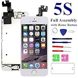 Mafix for iPhone 5S/SE Screen Replacement-White, with Home Button, Front Camera, Earspeaker Full Assembly LCD Display Digitizer Touch Screen Repair Kits for A1533, A1453