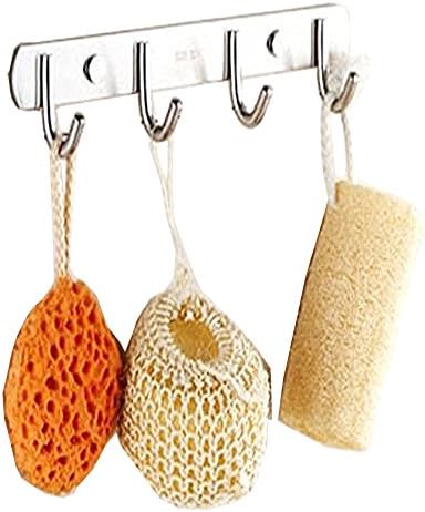 HPYP Stainless Steal Rust and Water Proof Wall Mounted Coat Rack with Round Hooks-Rack Hooks Coat Towel Hat Clothes Wall Mount Rail Hanger (4hooks)