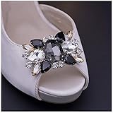 Douqu Fashion Rhinestones Crystal Shoe Clips Wedding Party Shoe Buckle Accessories Shoes Decoration for Women-2Pcs (Black)