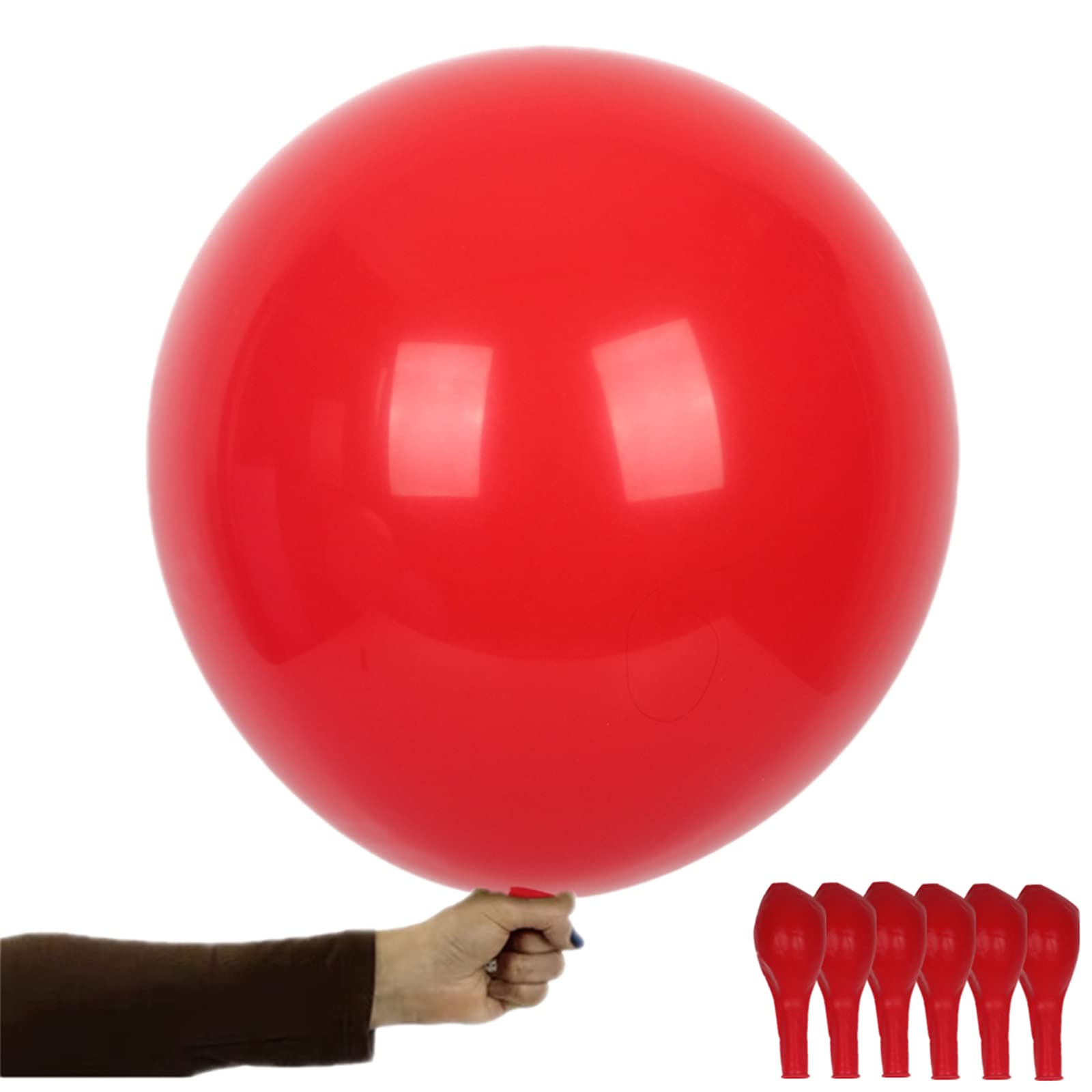 6 Pcs 36 Inch Red Balloons - Thick Latex Extra Large Big Colourful Balloons for Wedding, Birthday, Halloween, Christmas, Baby Shower, Carnival