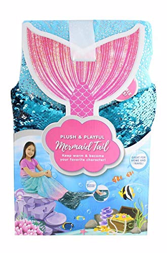 Jay Franco & Sons Plush & Playful 55-Inch Tail Blanket (Ocean Blue Mermaid, 55