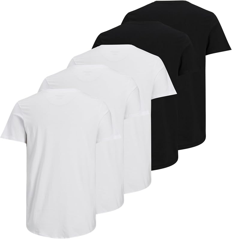 Herren Hals JJENOA Tee SS Crew Neck 5PK MP, Schwarz, XS EU