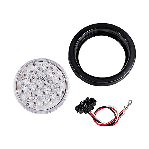 20PCS 4" Round RED 24-LED CLEAR Lens Tail Lights Stop Brake Running Park Lamps Grommet & Plug for Truck Trailer RV ATV UTV Boat - Thumbnail 3
