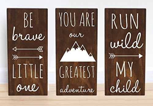 Woodland Nursery Decor Boy, Baby Shower Gift Decorations, Set of 3 Signs - 7.5 x 15 in.