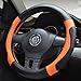 Moyishi Top Leather Steering Wheel Cover Universal Fit Soft Breathable Steering Wheel Wrap (Orange)