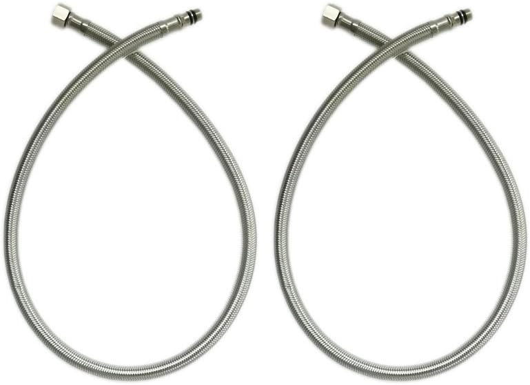 LikeHome 32（80cm） Inch Long Faucet Connector Braided Stainless Steel Supply Lines Supply Hose 3/8 Inch Female Compression Thread x M10 Male Connector x 2 Pcs (1 Pair)