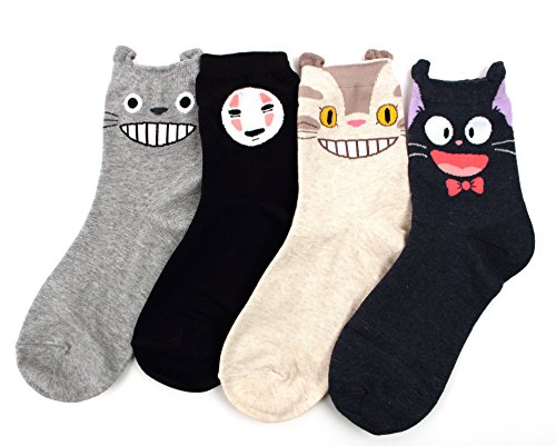 Japanese Animation Movie Cartoon Character Vivid Print Socks Women Girl Shoe US 5~9 (7-Animation-4 pairs)