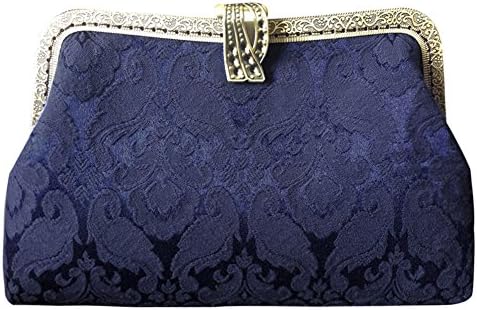 Castle Fairy Women's Vintage Handmade Floral Cloth Clutch Handbag Purse with Detachable Chain
