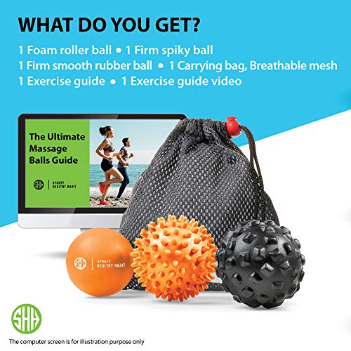 Massage Balls Deep Tissue: Lacrosse Ball, Spiky Ball and Foam Ball Roller -Trigger Point Therapy, Myofascial Release, and Muscle Recovery. Foot Massager and Plantar Fasciitis. FREE eBook & Video