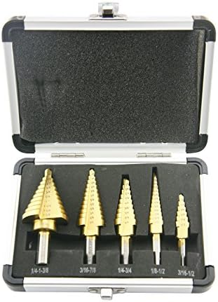 NORTOOLS HSS Step Drill Bit Titanium Coating with Aluminum Case 5pcs