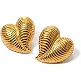 UniLogue Trendy Threaded Heart Fashionable Earrings 18K Gold Plated Stainless Steel Retro Stud Earrings