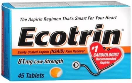 Ecotrin 81 mg Low Strength Tablets 45 Tablets (Pack of 4)