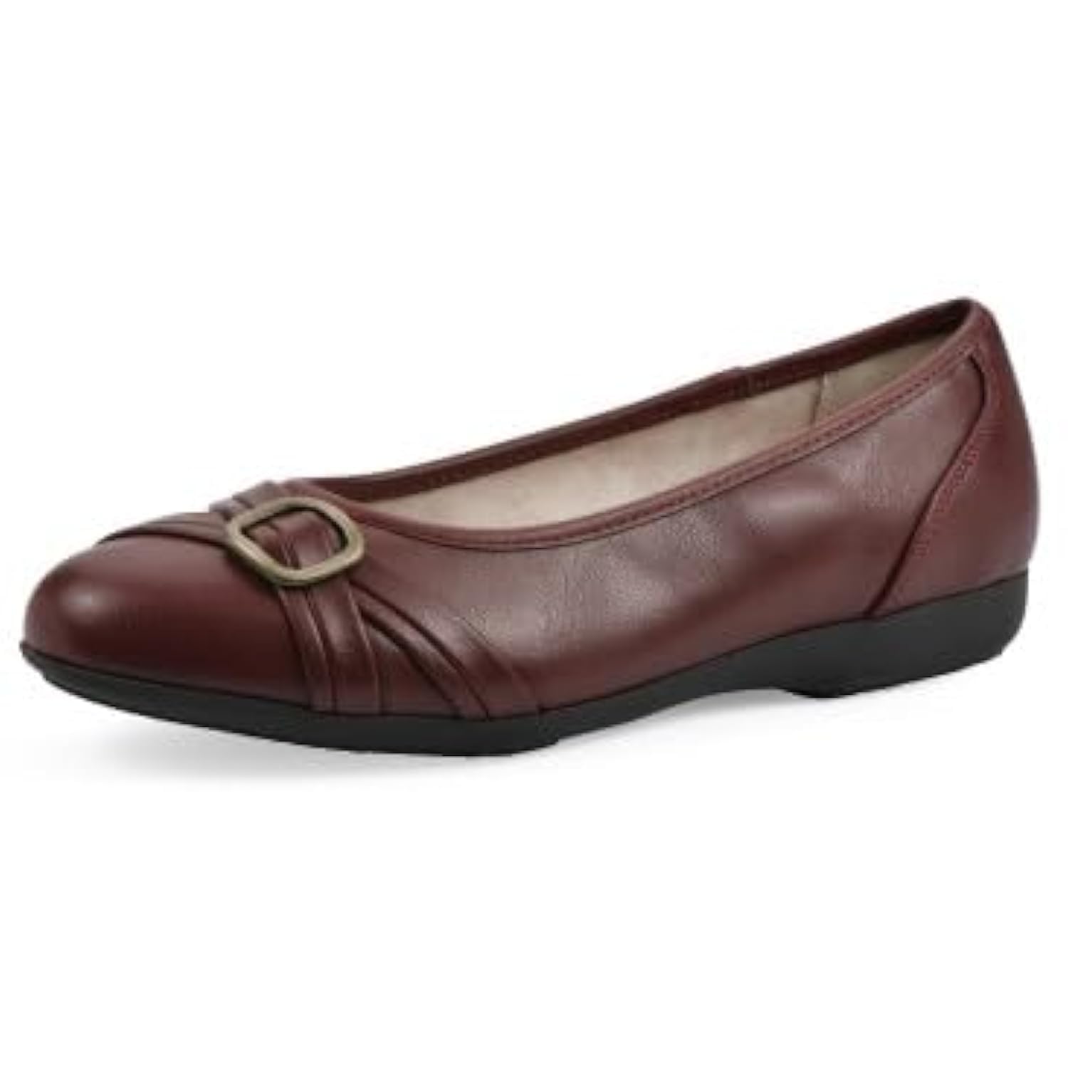 CLIFFS BY WHITE MOUNTAIN Women’s Calming Cushioned Ballet Flat, Burgundy/Burn/Smooth, 10 M