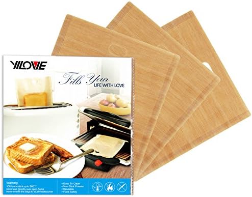 Reusable Toaster Bags (3 Pack) By Yilove, Non-stick, Grilled Cheese Toaster Bag 6.7" Width x 7.5" Depth