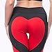 FITTOO Women's Heart Shape Yoga Pants Sport Pants Workout Leggings Sexy High Waist Trousers-Red(S)