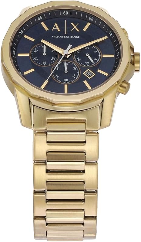 Gold Tone Watch for Men, Quartz Chronograph Movement and 44mm Case Size with Stainless Steel Strap