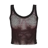 Envy Boutique Women's Sexy Sleeveless Casual Retro Fishnet Net Mesh Summer Crop Top