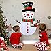 OurWarm 20 x 39 Inch DIY Felt Christmas Snowman Games Set with 31 PCS Detachable Ornaments, Wall Hanging Xmas Gifts for Christmas Decorations