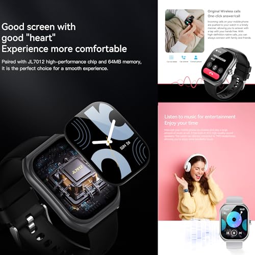 MYSHUN Reloj Inteligente Mujer con Llamadas, 2,01 Pulgada Smartwatch Hombre Deportivo con Podometro Pulsometro SpO2 Sueño Presion Arterial Actividad IP68 Reloj Digital para iOS Android (Negro)