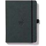 Dingbats Wildlife Medium A5+ (6.3 x 8.5) Hardcover Notebook - PU Leather, Micro-Perforated 100gsm Cream Pages, Inner Pocket, Elastic Closure, Pen Holder, Bookmark (Plain, Green Deer)