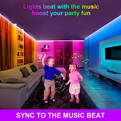 maylit 50FT LED Strip Lights, Bluetooth RGB LED Lights with App and Key Remote Control, Bright