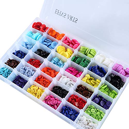 Efivs Arts Resin Buttons 2640pcs Assorted Size 2 and 4 Hole Round Craft Plastic Buttons for Sewing DIY Crafts Scrapbooking Children's Manual Button Painting