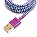 Tera Grand - Apple MFi Certified - 7X Durable Lightning to USB Braided Cable, 4 Ft iPhone 11 Pro Max 11 Pro 11 XS XS Max XR X 8 8 Plus 7 6 Plus 6 5s 5c 5 iPad Air Mini iPod (Purple & Blue)