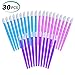 Alcoon 30 Pieces Rubber Nail Cuticle Pusher Tipped Plastic Handle Nail Art Tool Rubber Tipped Nail Cleaner (10 Pink, 10 Blue, 10 Purple)
