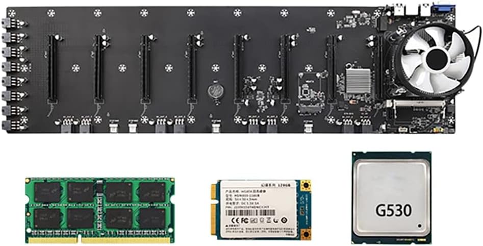 Lodokdre ETH-B75 BTC Mining Motherboard G530 CPU 8G DDR3 128G SSD LGA1155 8