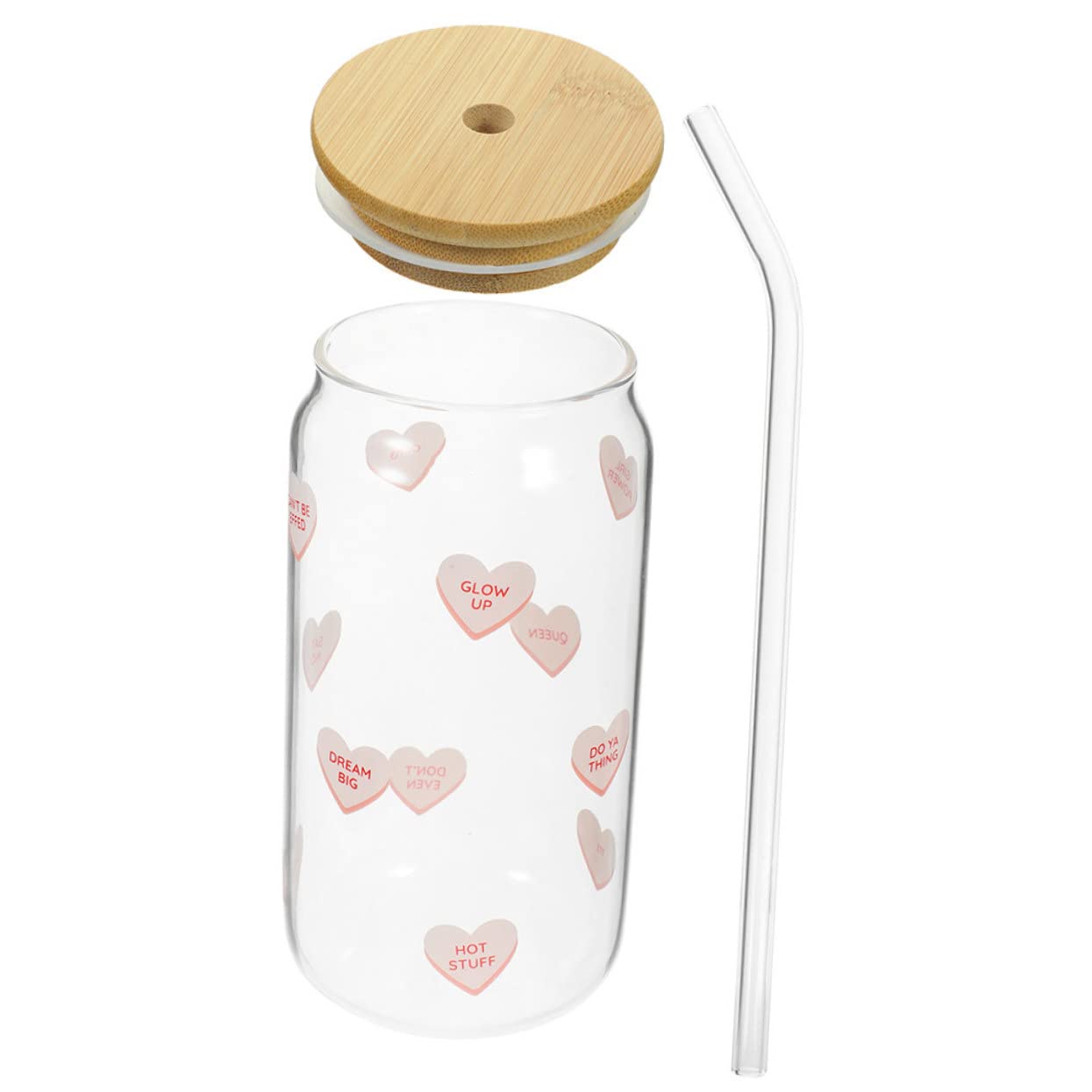 RORPOIR Glass Cup for Drinking Glass Juice Pink Drinking ES Cups, Wood Cup with Lids Wine Cup