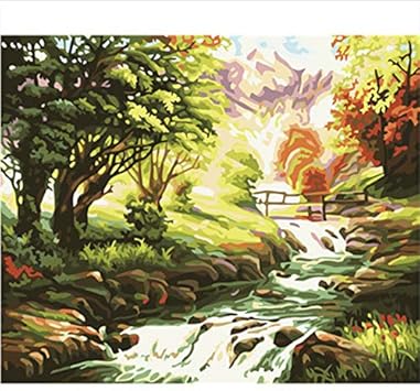 YMX DIY Family Malen nach Zahlen Wald bach Landschaft dekorative leinwand  für Freund Kinder Erwachsene Geschenk Wohnzimmer Erwachsene 40x50 cm kein  Rahmen: Amazon.de: Spielzeug
