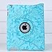 Ctech 360 Degrees Rotating Stand (Blue) Stylish Embossed Flowers Case for iPad 3 / The New iPad (3rd Generation) /iPad 2, Supports Smart Cover Wake/Sleep Function