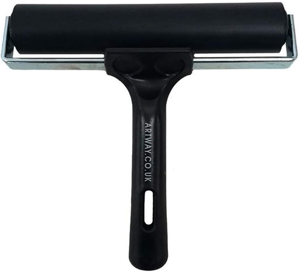 Artway 15cm Rubber Brayer Roller - Black Lino Printing Tool