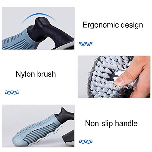 Aochol Car Wheel Cleaning Brush,2pcs Nylon Soft Handle Wheel Bone Steel Wire Brush Set Tool, Rim Cleaner for Car,Motorcycle or Bicycle,Rust Cleaning and Maintenance Brush.