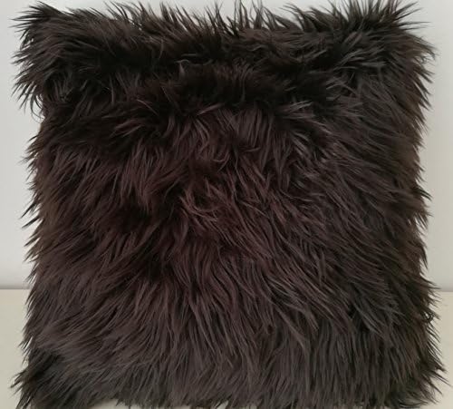 Euphoney Home Decorative Fur Cushion Cover 18" x 18" 45cm x 45cm, Square Pillow Cover for Living Room,Bedroom,Luxury, New Style, Like Real Fur, White, Navy, Brown, Grey,Throw (18x18inch, Brown)