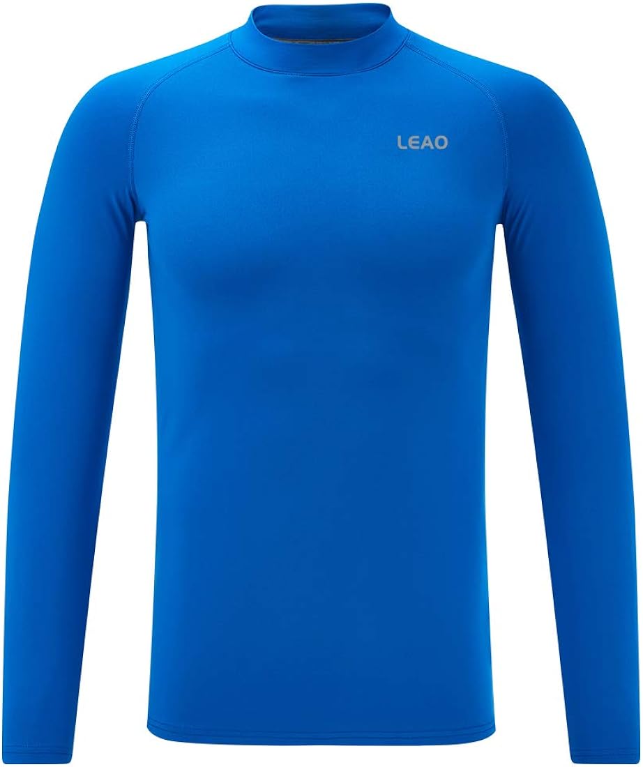 LEAO Youth Boys' Compression Thermal Shirt Long Sleeve Fleece Baselayers Sports Undershirts Mock Top: Clothing
