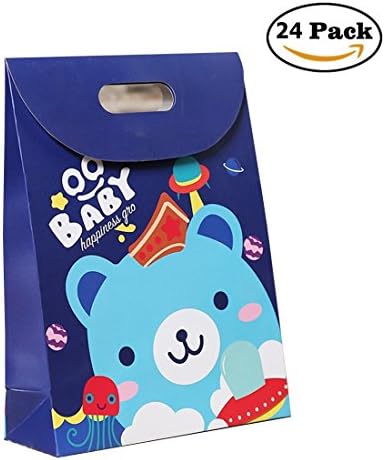 Gift Bags Kraft Paper Bags Children Birthday Party Baby Shower 7.5"x3.3"x10.6" 24 Pack