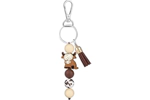 Tondiamo Christmas Highland Cow Keychain Highland Cow Party Favors Cute Gifts Animal Keychains with Tassel for Women Men Gift(Brown,1 Pcs)