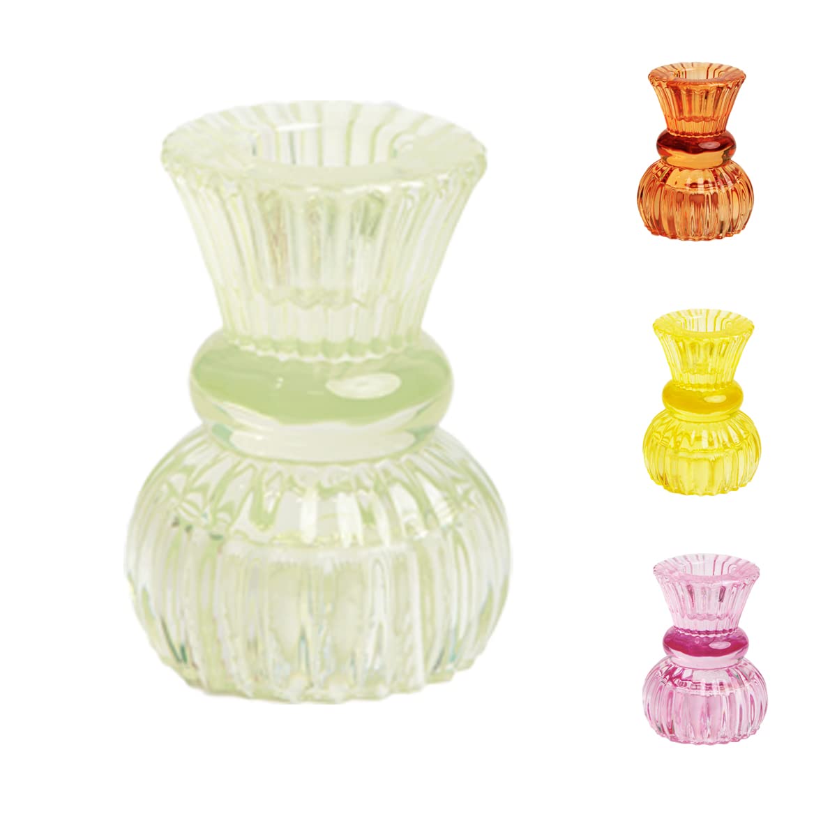 Talking Tables, Small Light Green Glass Candlestick Holder | Taper Candle Stand For Indoor or Outdoor, Elegant Christmas Table Decorations or Home Décor, Dinner Party, Birthday, Wedding