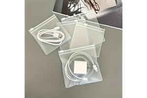 10PCS Clear EVA Zipper Storage Bags, Transparent Cable Organizer Pouches with Air Holes, Reusable PVC Zip Bags for Cables, Ch