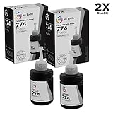LD Compatible Ink Bottle Replacement for Epson 774 T774120 High Capacity (Black, 2-Pack)