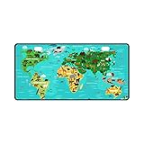 InterestPrint World Map with Animals and Birds