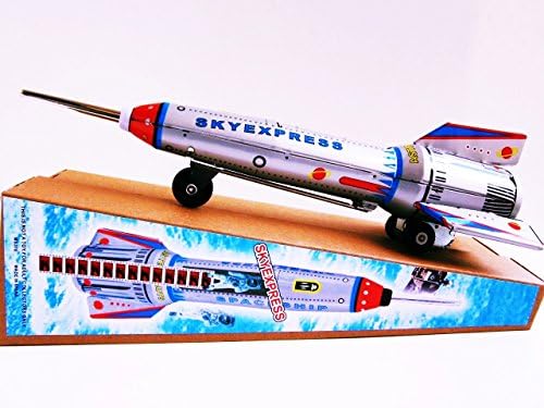 Rare item! 15" FRICTION Moon Rocket Space Ship Astronaut vtg look New retro repro Tin Toy For Ages 15+