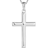 YL Cross Necklace for Women Sterling Silver Plain Cross Pendant Necklace High Polished Jewelry for Men (0.79"- 1.18")